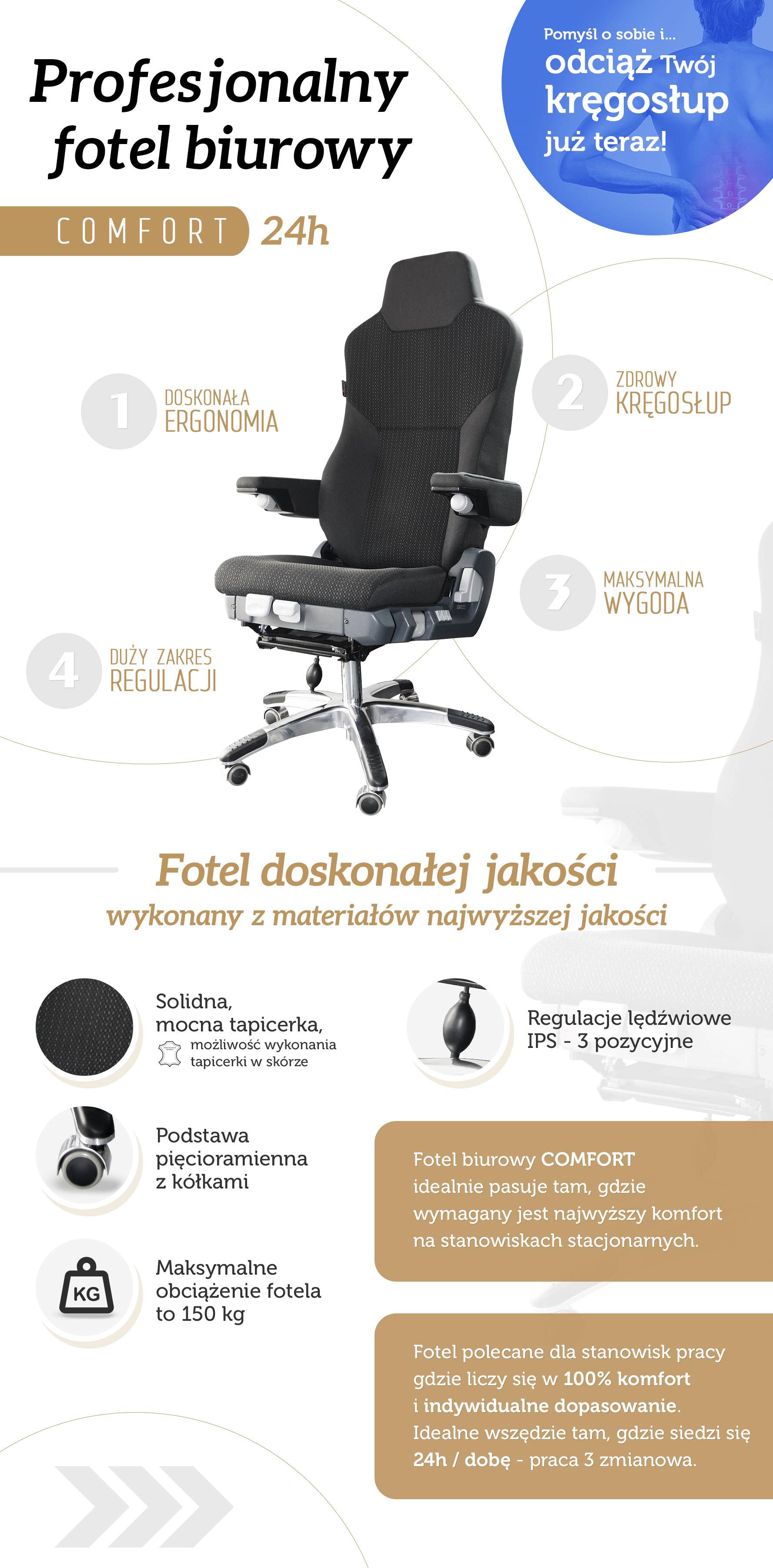 Fotel 24h Comfort - zadbaj o swój kręgosłup