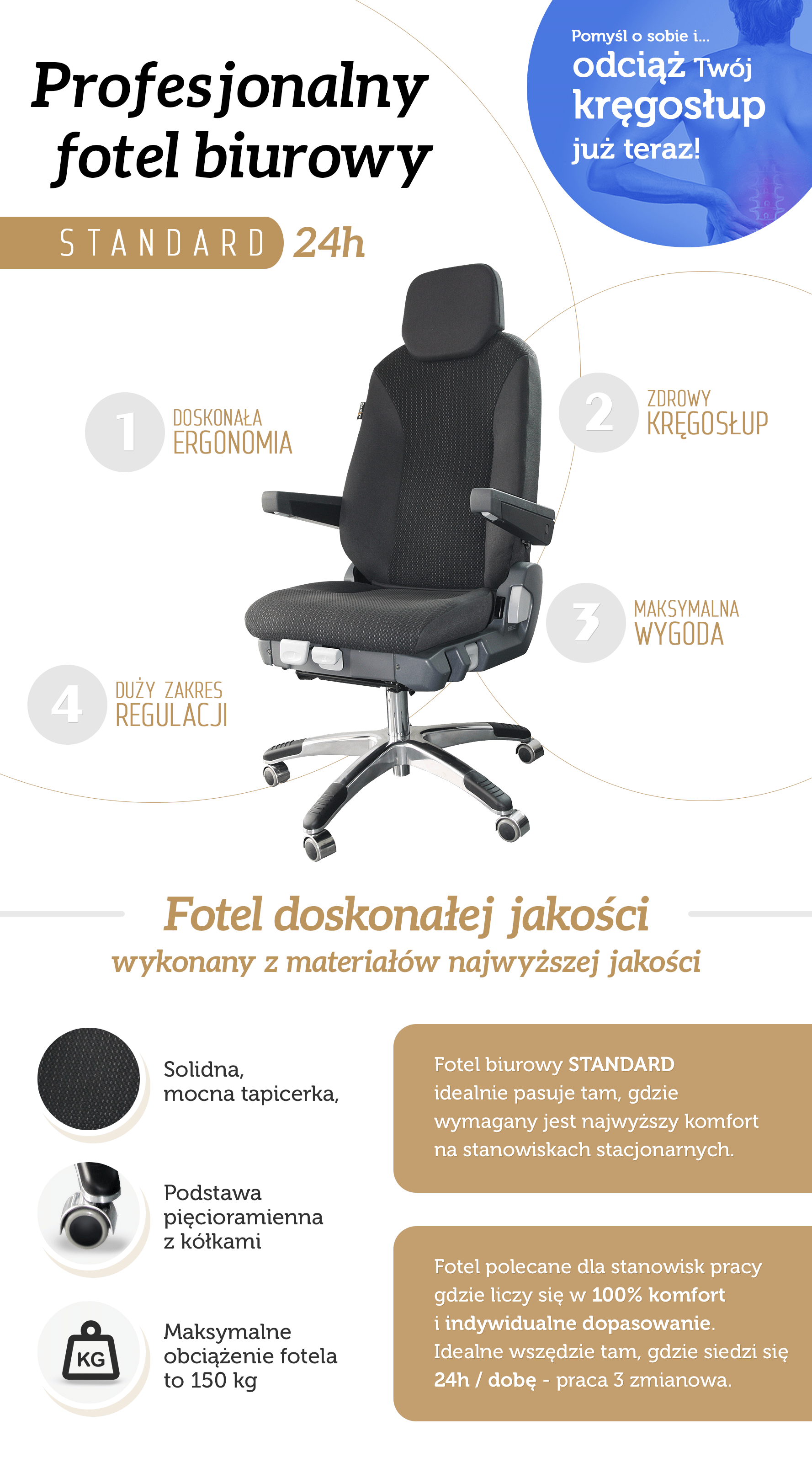 Fotel 24h Standard - zadbaj o swój kręgosłup